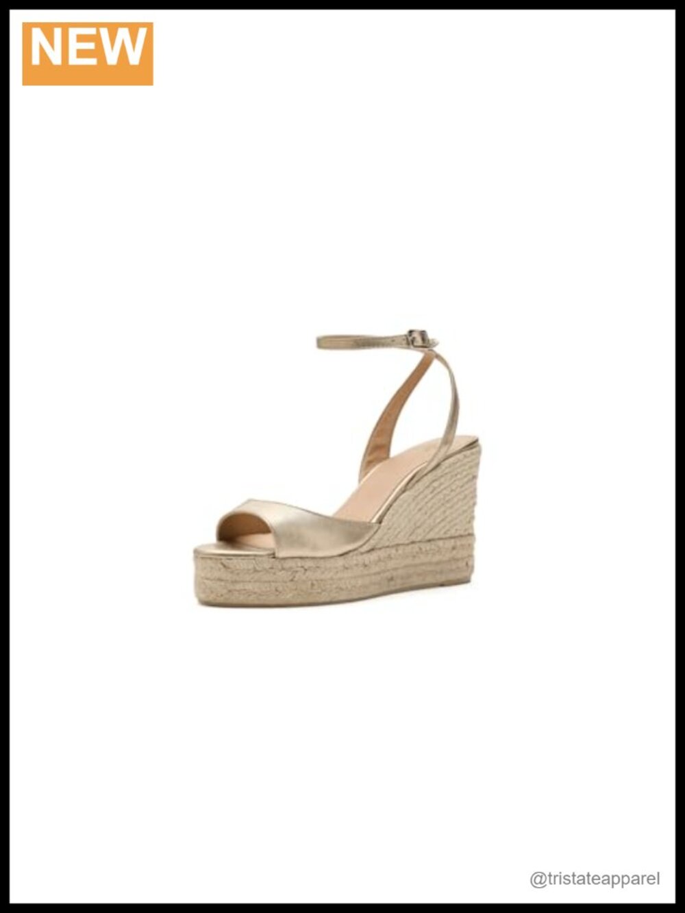 Leather Wedge Sandals Ankle Strap Buckle Round Toe Casual